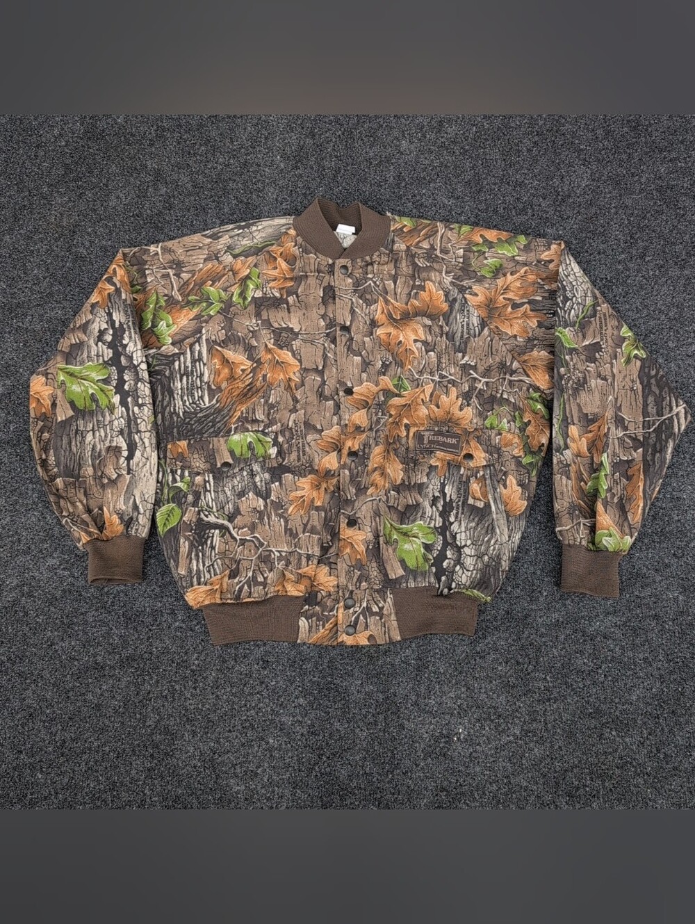 Vintage Trebark Jacket Mens Extra Large Camo Snap Front Lightweight Bomber USA